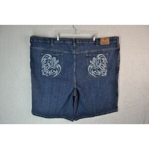 Liberty Blues Men's 56 Dark Wash Dragon Graphic Print 12" Shorts
